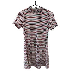 Vintage Y2K Stillettos Womens Sz M Ribbed T Shirt Dress Striped Colorful NEW